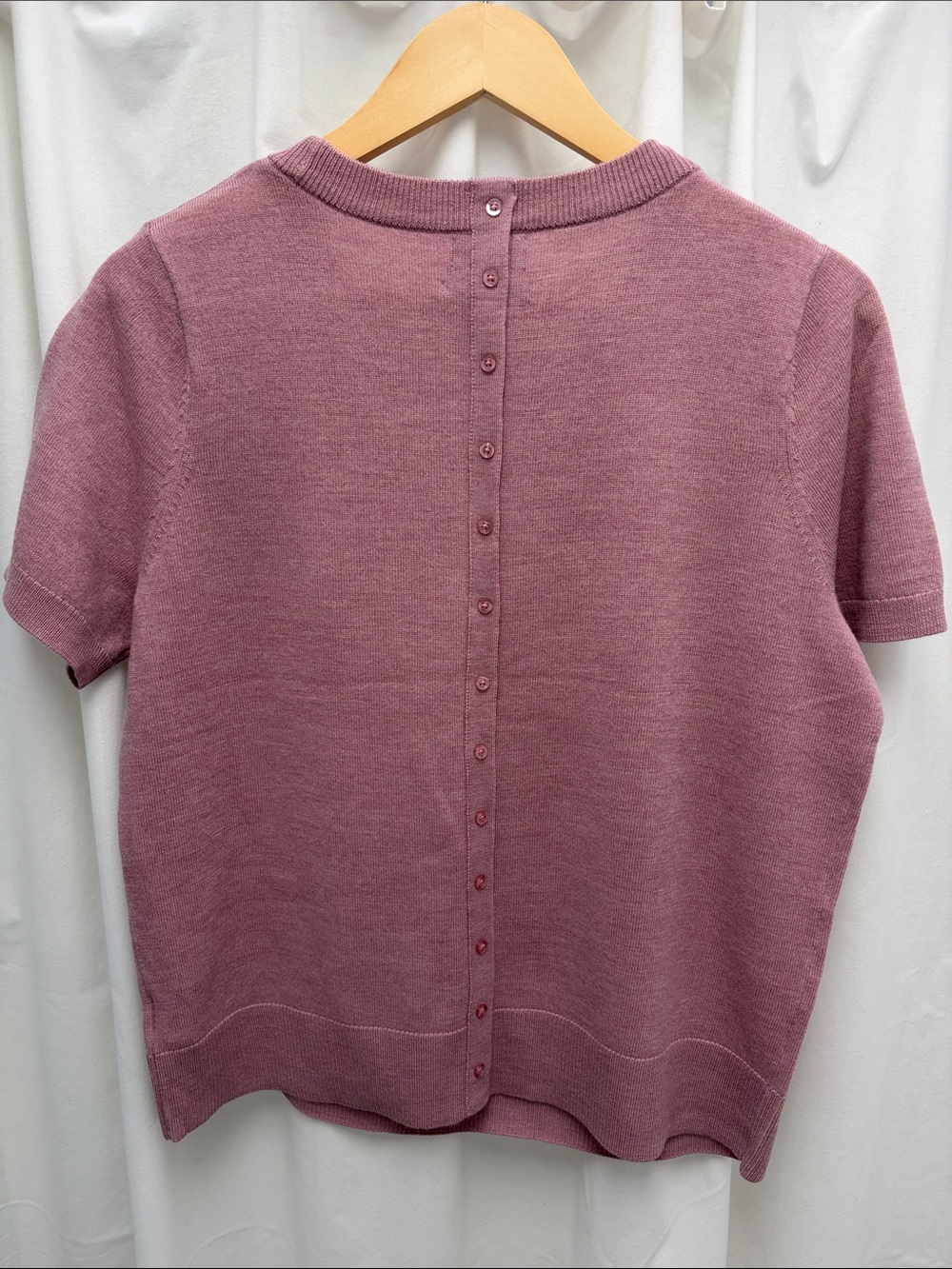 Nicole Miller New York Dusty Rose Short Sleeve Wool Sweater L - Picture 5 of 8